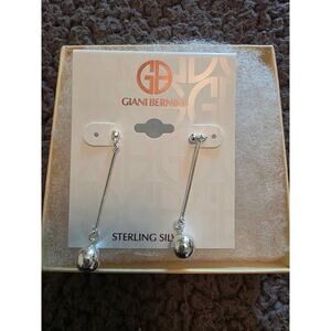 Giant Bernini Sterling Silver Chain Ball Drop Earrings, NEW.